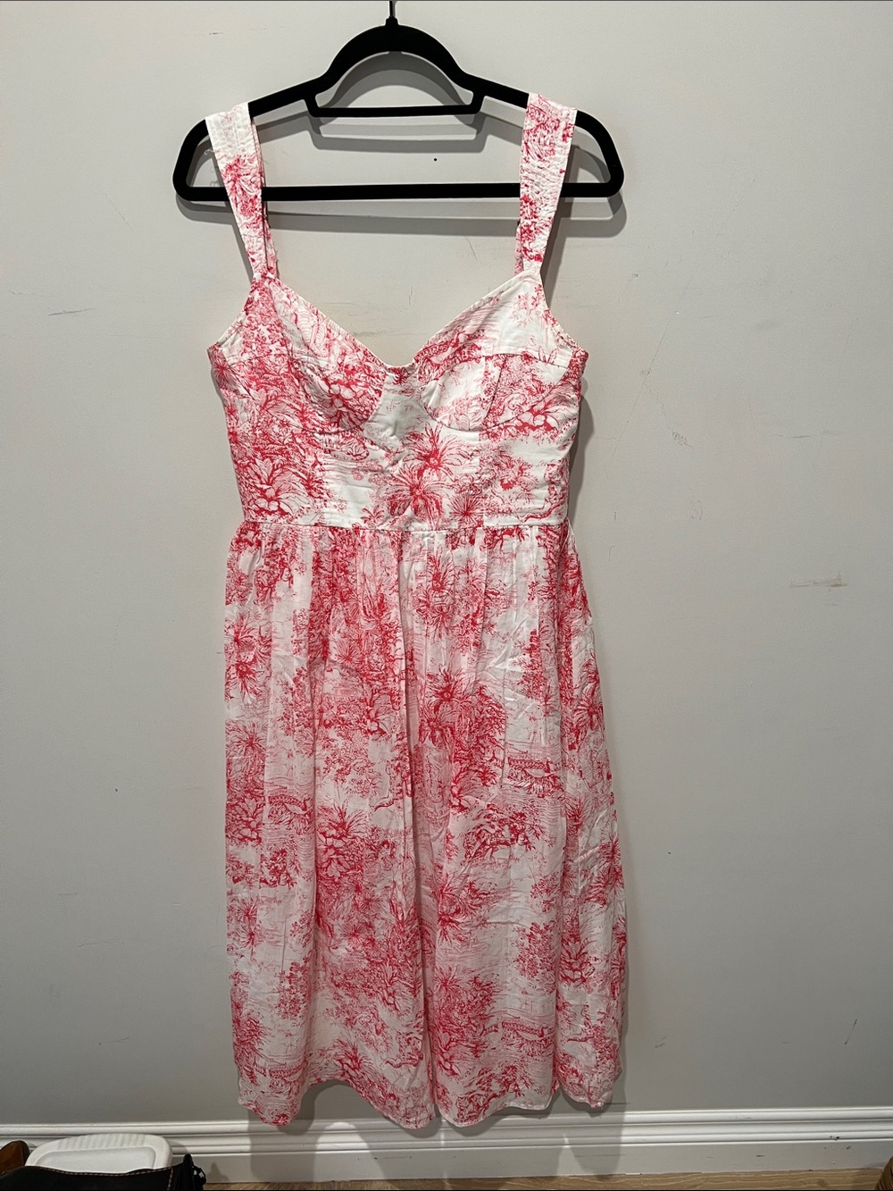 Aqua White Dress with Pink Print